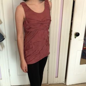 Beautiful dusty rose silk ruffle front top